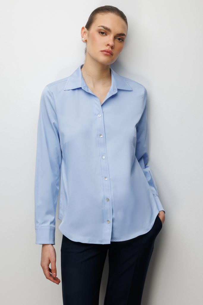 EKOL Pamuklu Polo Yaka Gömlek 2060 - MAVİ