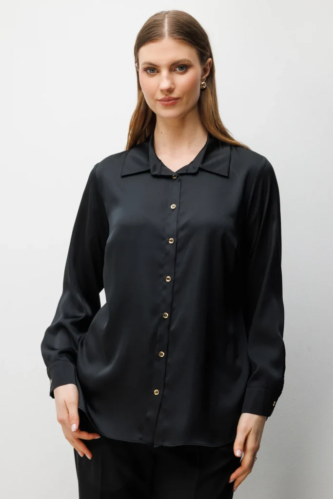 EKOL Klasik Kadın Gömlek 2502 - Siyah