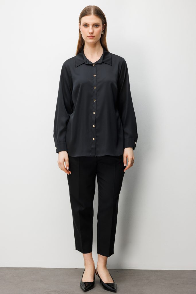 EKOL Klasik Kadın Gömlek 2502 - Siyah