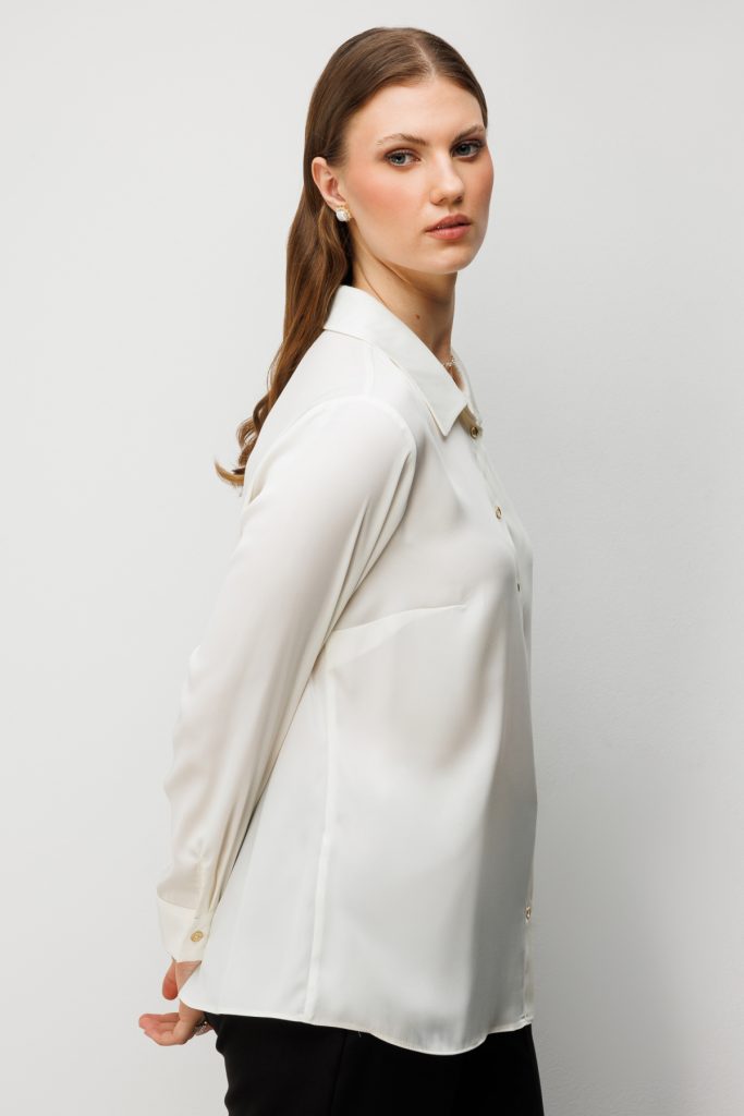 EKOL Klasik Kadın Gömlek 2502 - EKRU