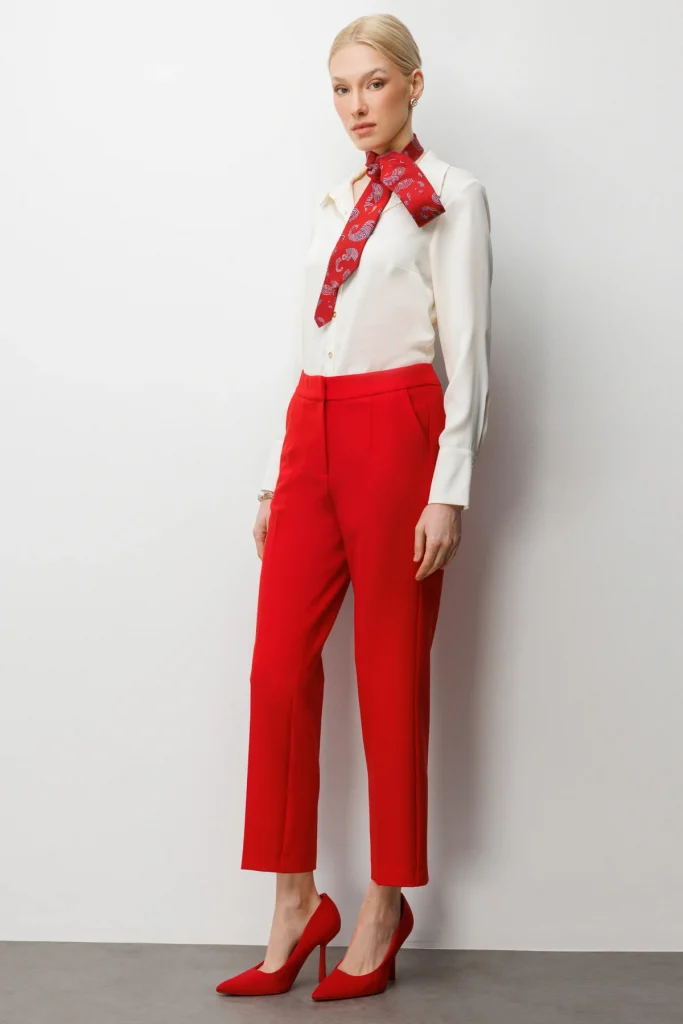 EKOL Düz Paça Pantolon 1008 - KIRMIZI