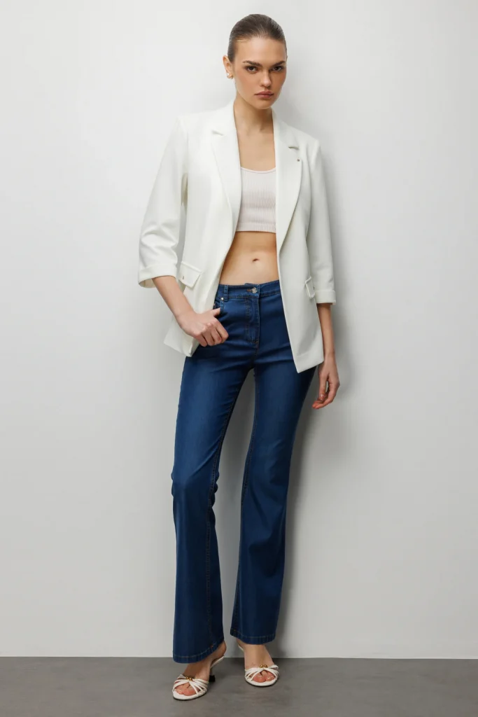 EKOL Yarım Kol Ceket 1064 - EKRU