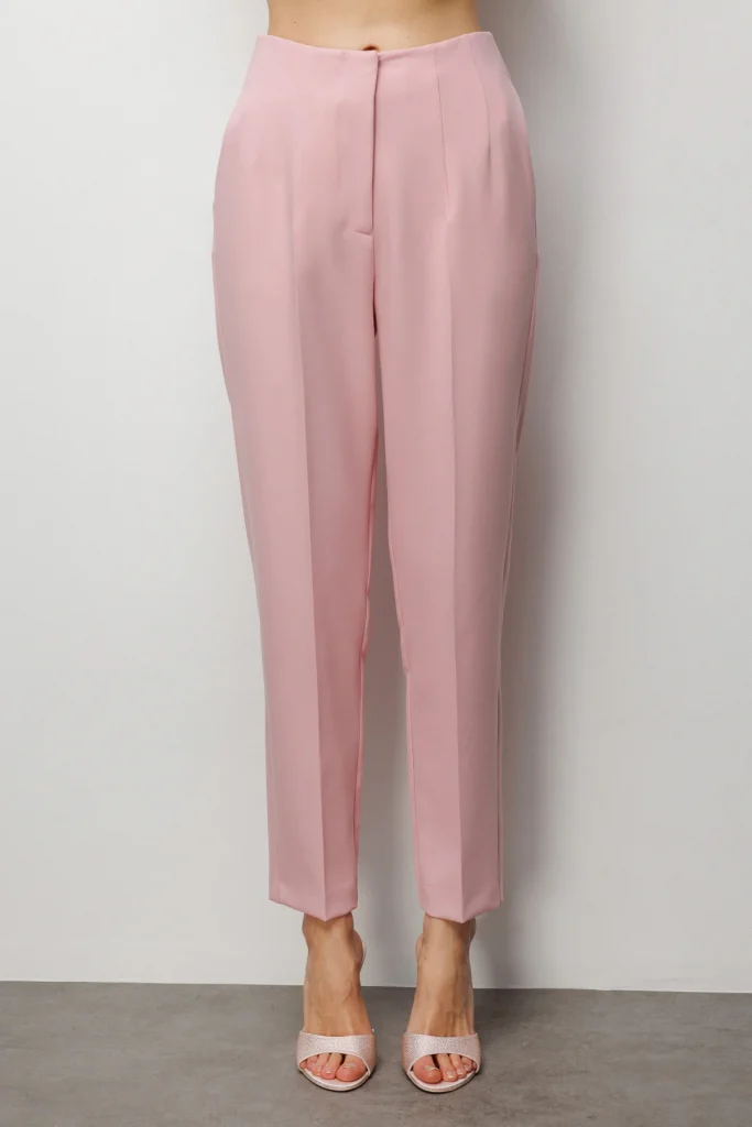 EKOL Düz Kesim Yüksek Bel Pantolon 1012 - pembe