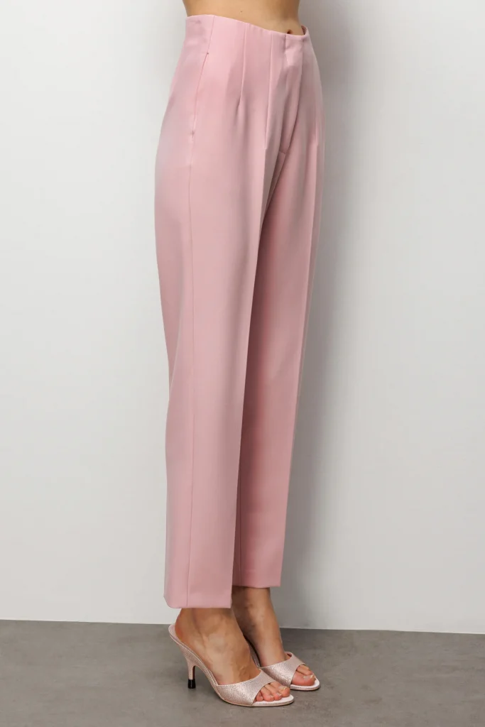 EKOL Düz Kesim Yüksek Bel Pantolon 1012 - pembe