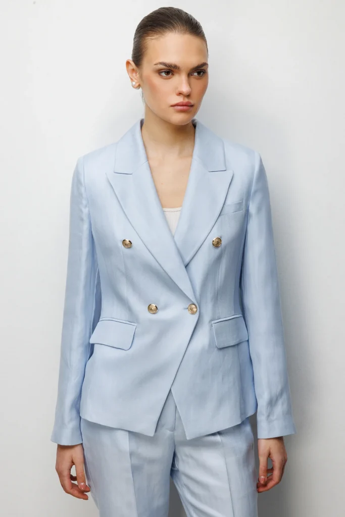 EKOL Kapak Cepli Kruvaze Yaka Ceket 1030 - MAVİ