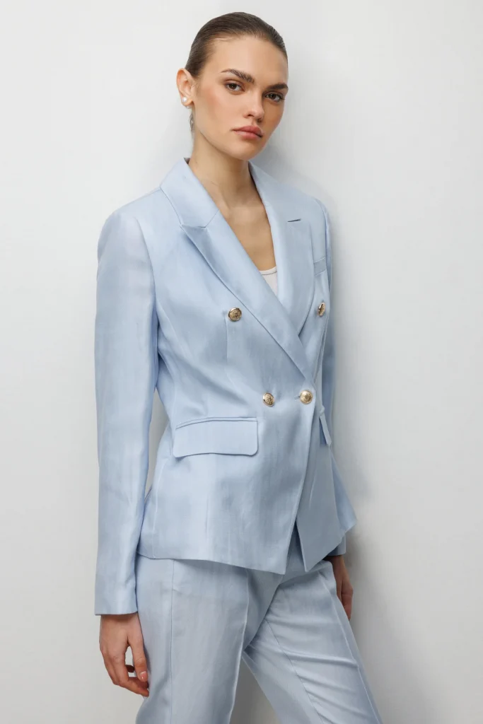 EKOL Kapak Cepli Kruvaze Yaka Ceket 1030 - MAVİ