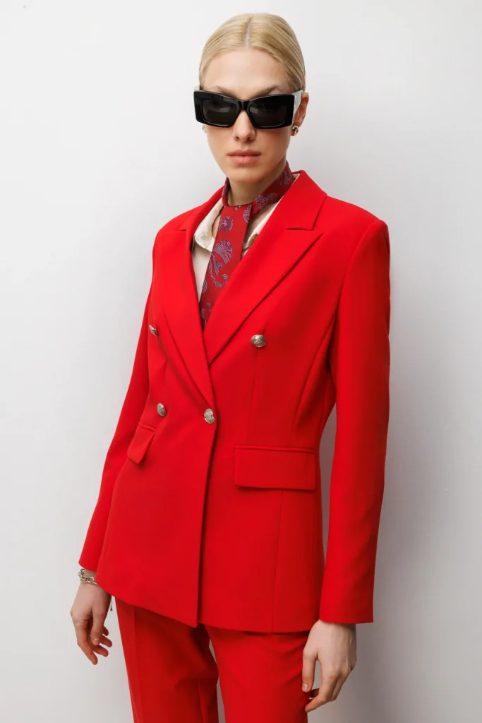 EKOL Kapak Cepli Kadın Ceket 1006 - KIRMIZI