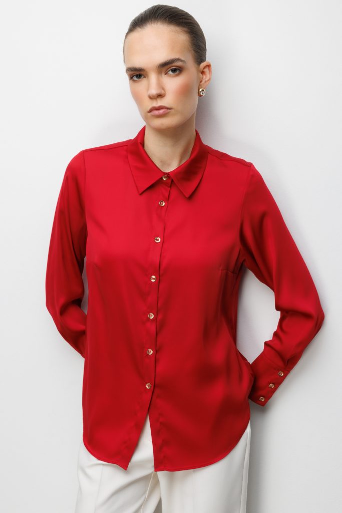 EKOL Pens Detaylı Polo Yaka Gömlek 2002 - KIRMIZI