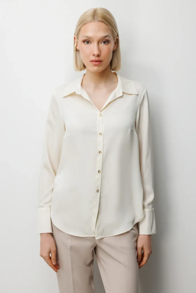 EKOL Pens Detaylı Polo Yaka Gömlek 2002 - EKRU