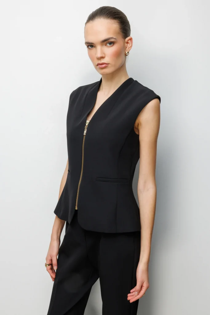 EKOL V Yaka Dikiş Detaylı Yelek  1010 - Siyah