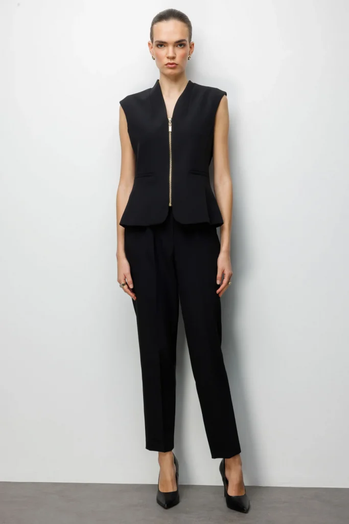 EKOL V Yaka Dikiş Detaylı Yelek  1010 - Siyah