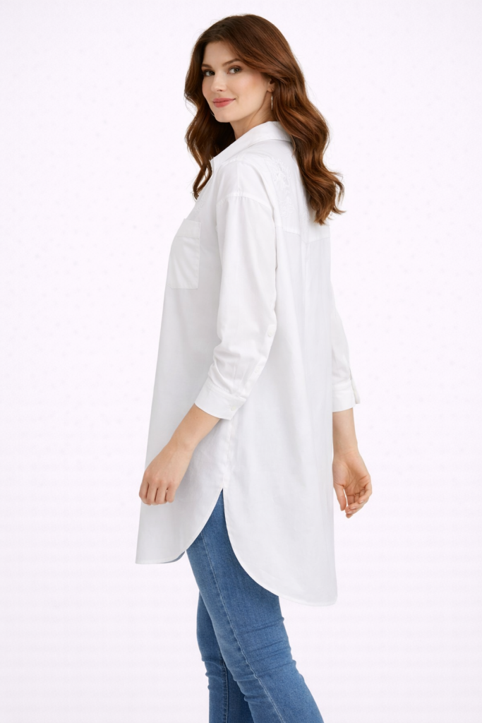 KAYRA %100 Pamuklu Nakış İşlemeli Tunik  71005 - Beyaz