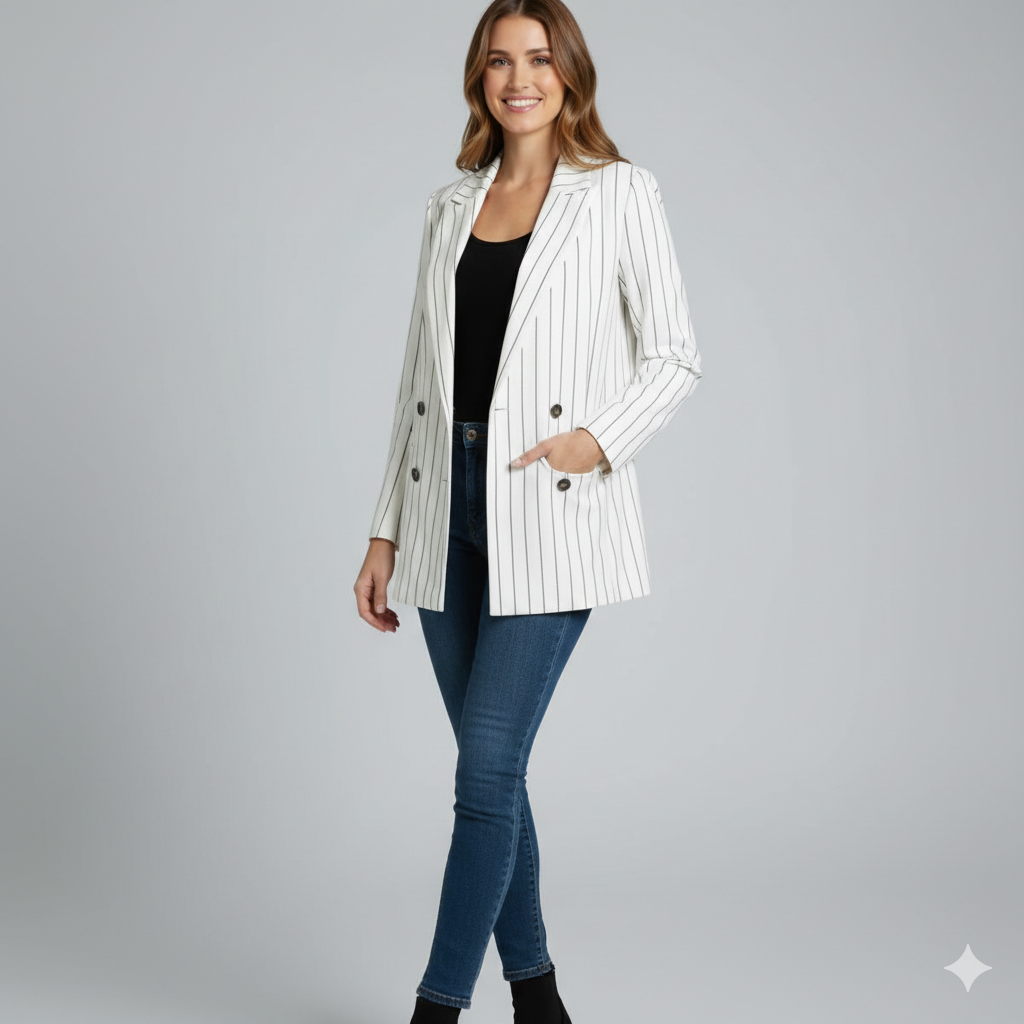 EKOL Çizgili Ceket 1402