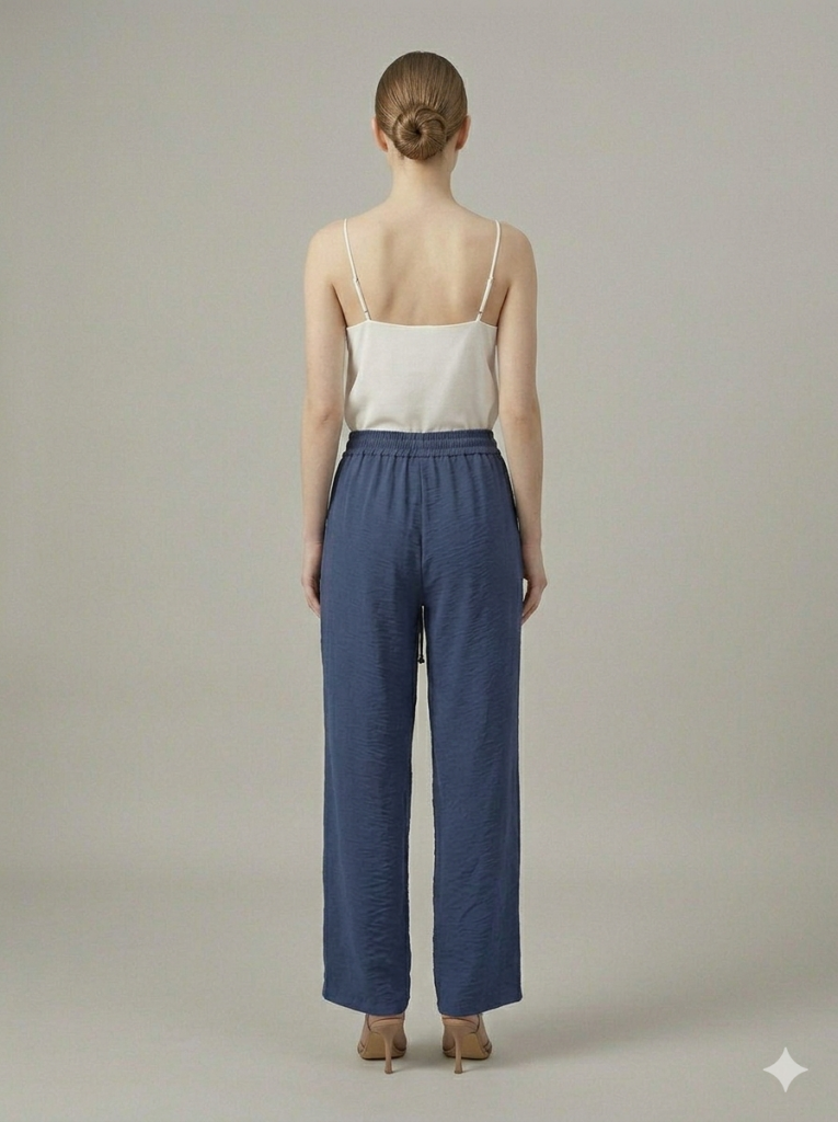 EKOL Beli Lastikli Bol Paça Pantolon 1604 - Lacivert