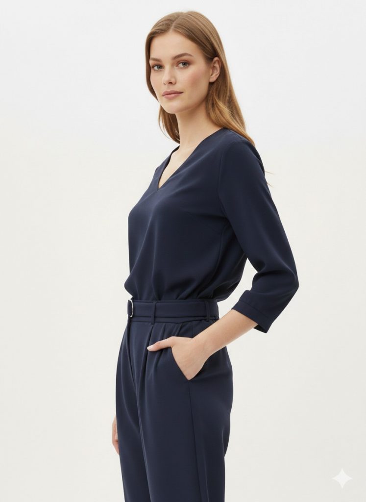 EKOL Kemer Detaylı Pantolon  4128 - Lacivert