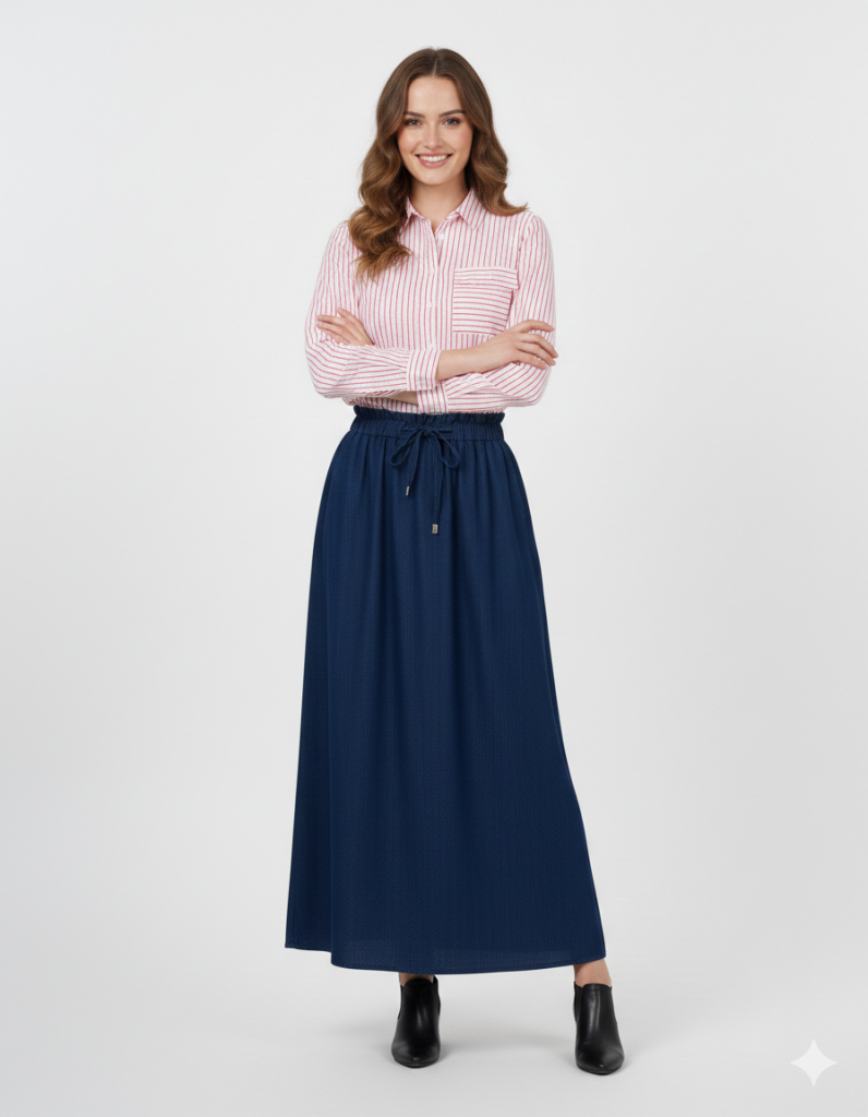 KAYRA Bel Lastikli Denim Etek 12005