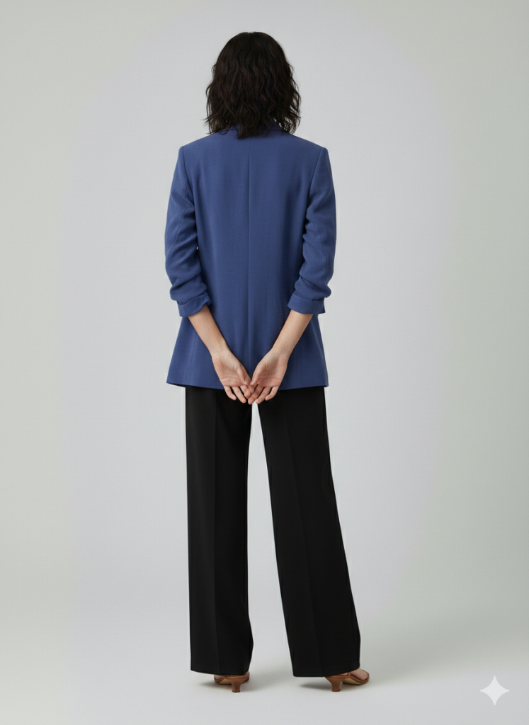 EKOL Kolu Büzgülü Süs Düğmeli Ceket 1602 - Lacivert