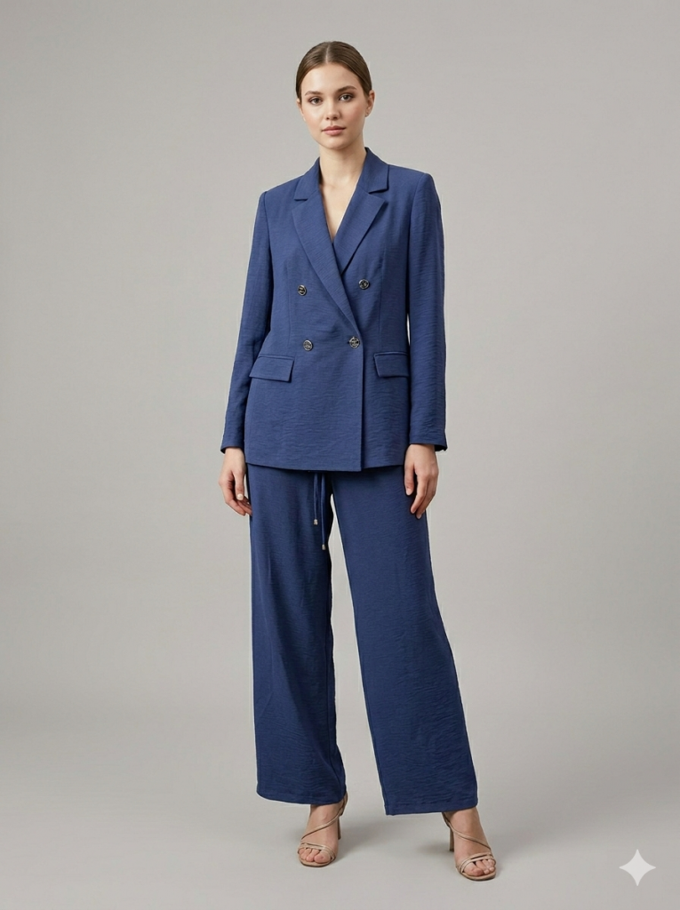 EKOL Beli Lastikli Bol Paça Pantolon 1604 - Lacivert