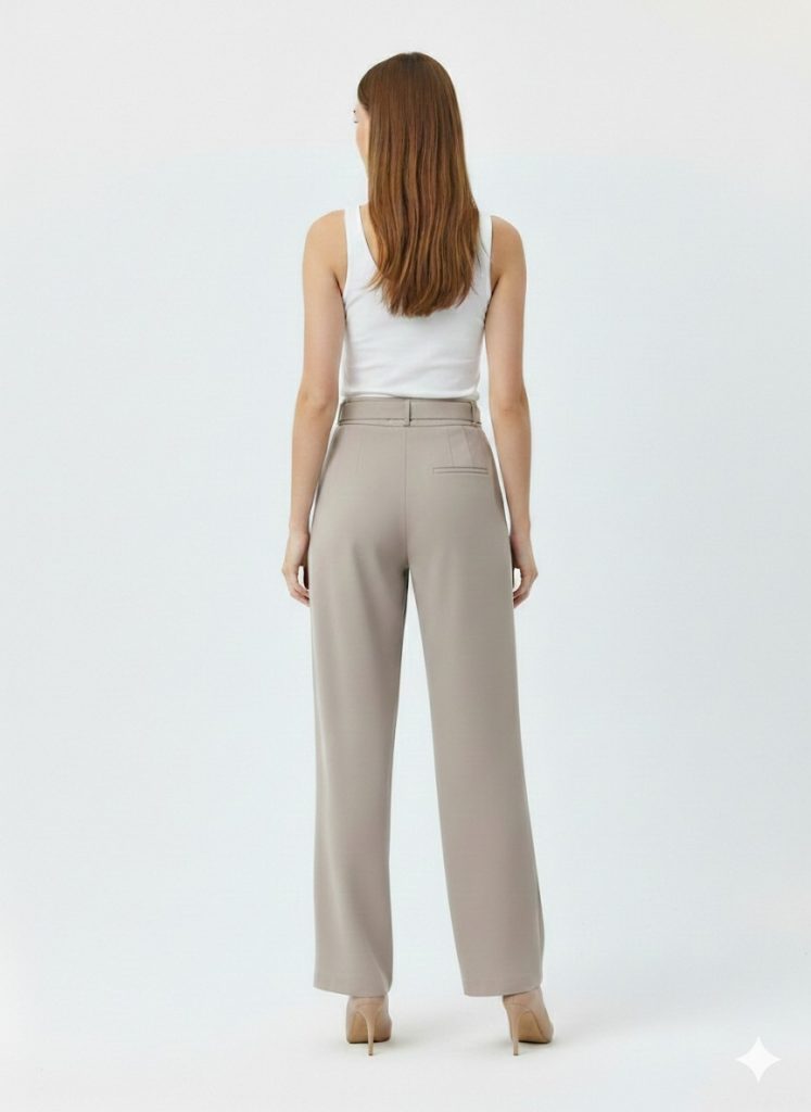 EKOL Kemer Detaylı Pantolon  4128 - KUM