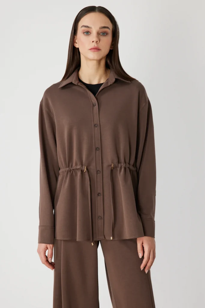 ON TRİKO Belden Bağlamalı Tunik 74702 - kahve