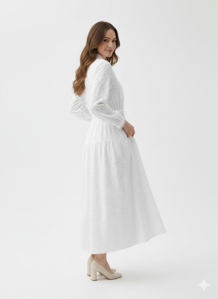 KAYRA Bel Detaylı Maksi Elbise 23062 - EKRU