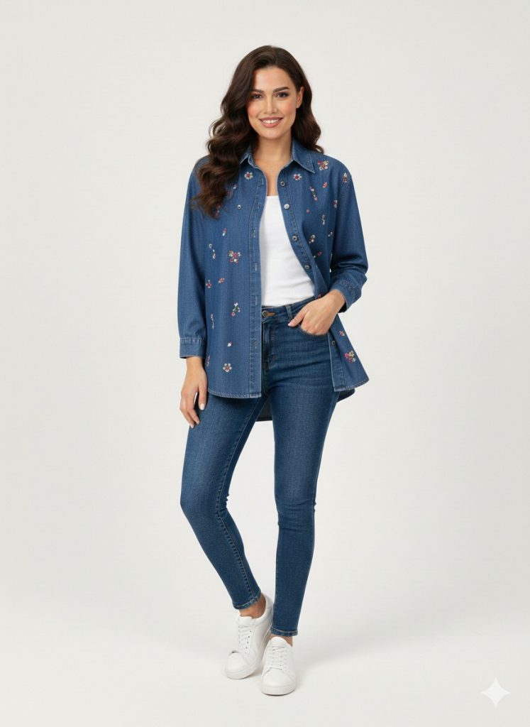 EKOL Önü Kelebek Detaylı Gömlek 2912 - İNDİGO