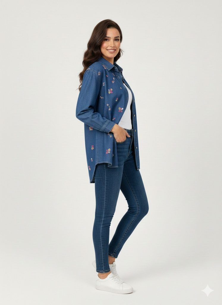 EKOL Önü Kelebek Detaylı Gömlek 2912 - İNDİGO