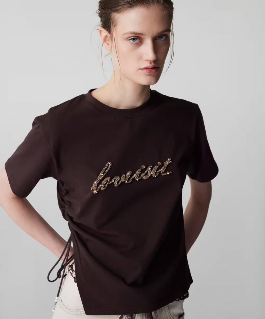 İPEKYOL Slogan aplikeli tişört IS1260070045 - kahve