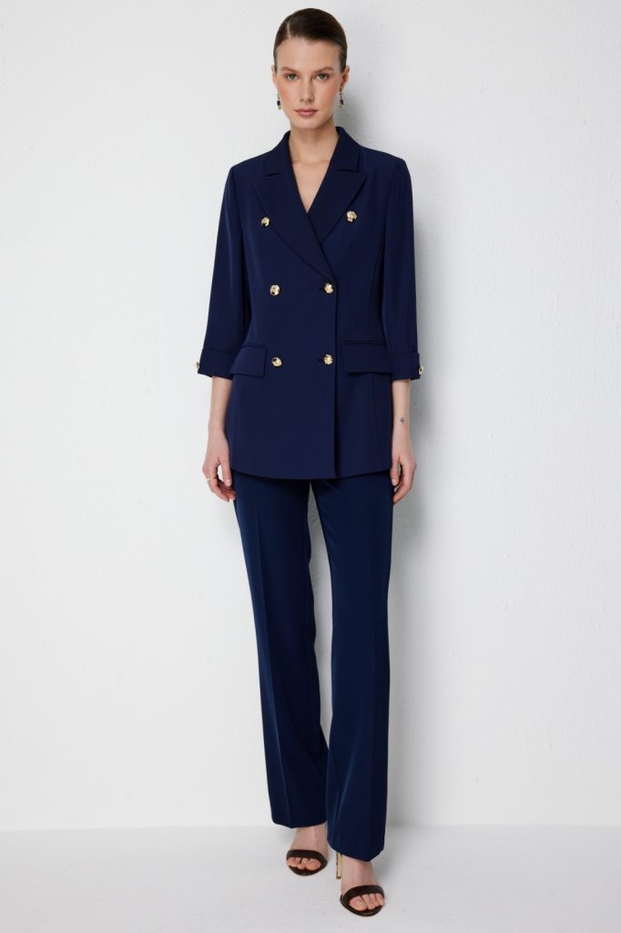 EKOL Önü Süs Düğmeli Ceket 1122 - Lacivert