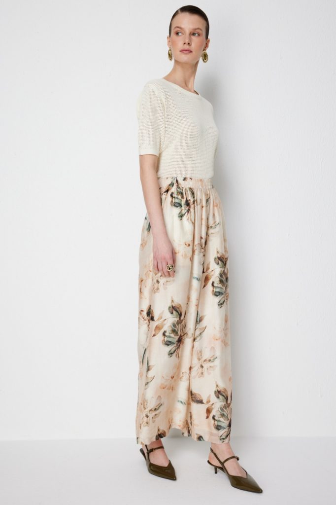 EKOL Desenli Pantolon 2908 - naturel