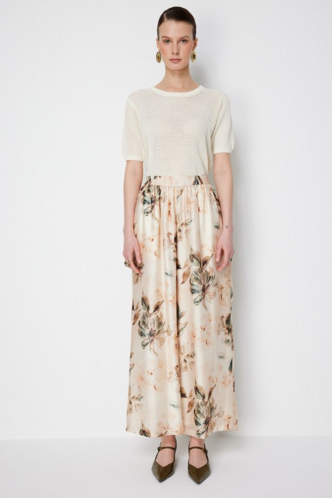 EKOL Desenli Pantolon 2908 - naturel