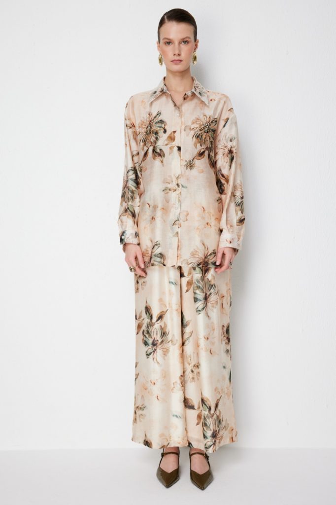 EKOL Desenli Pantolon 2908 - naturel