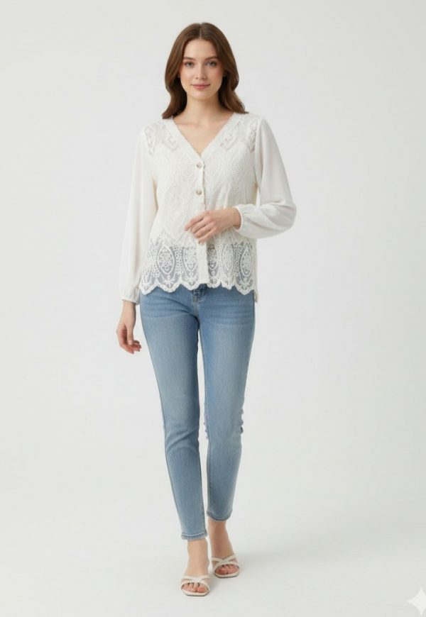 ON TRİKO Dantel İşlemeli Hırka 70931