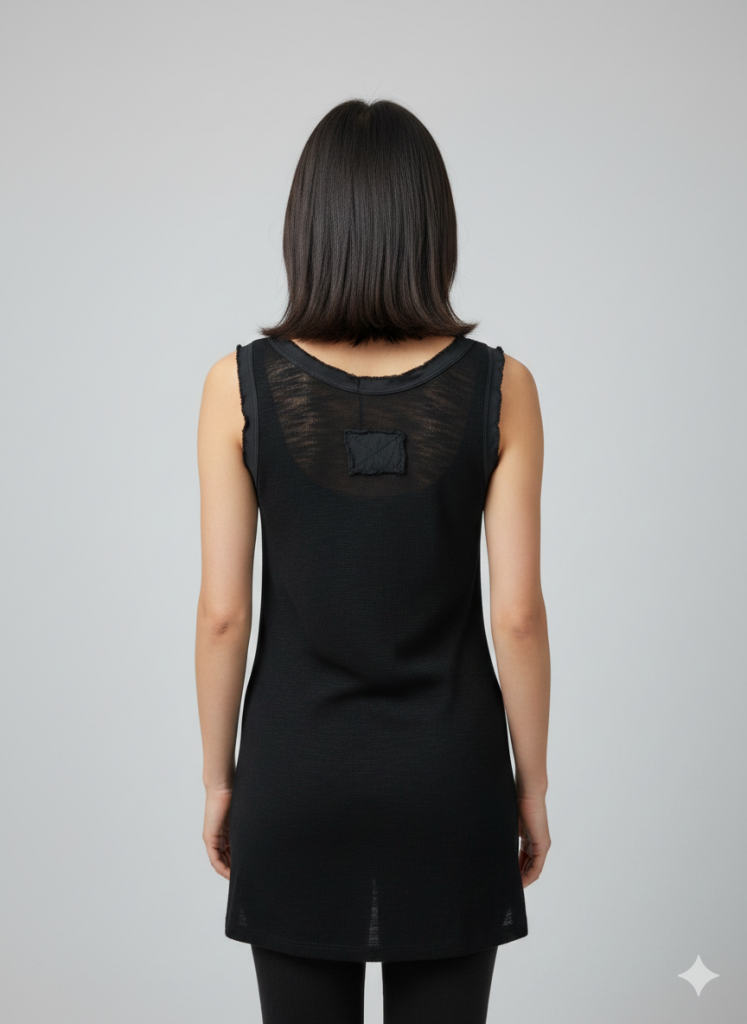 BDK Fitilli Bisiklet Yaka Kolsuz Bluz 3000 - Siyah