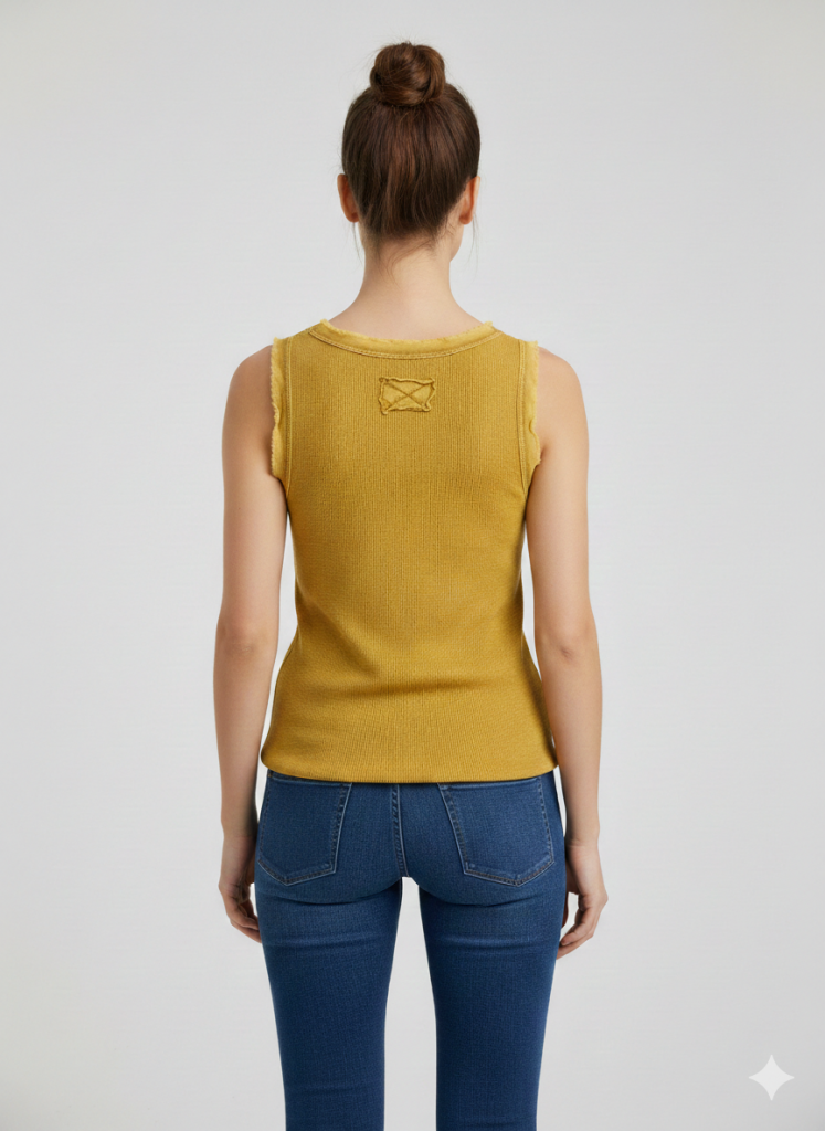 BDK Fitilli Bisiklet Yaka Kolsuz Bluz 3000 - hardal