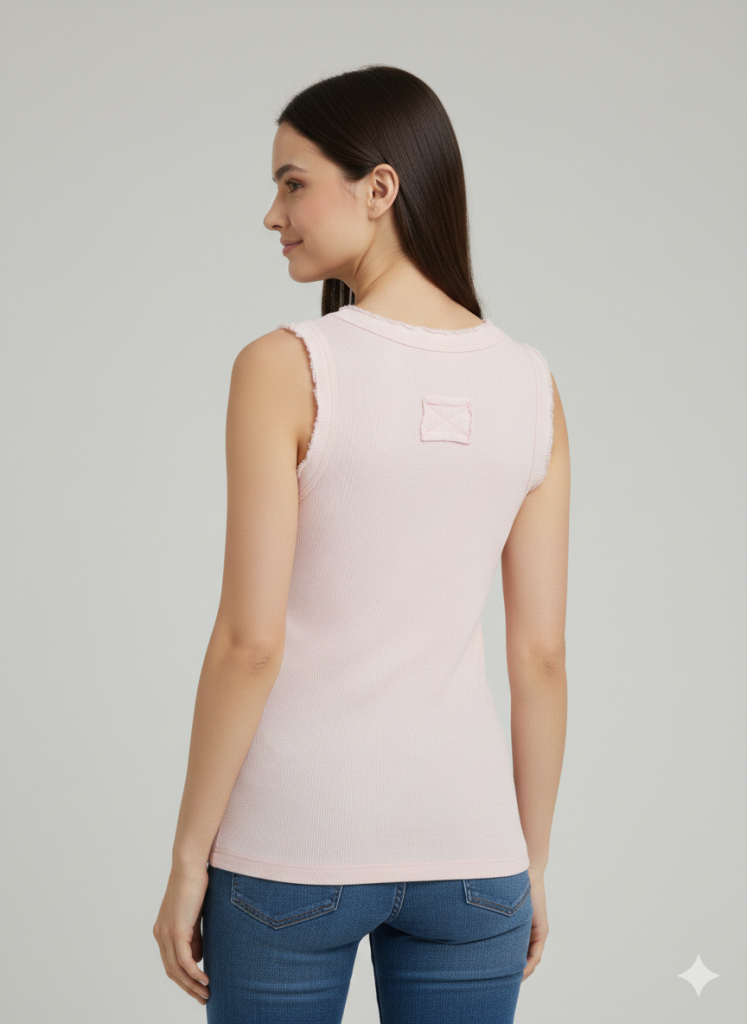 BDK Fitilli Bisiklet Yaka Kolsuz Bluz 3000 - pembe