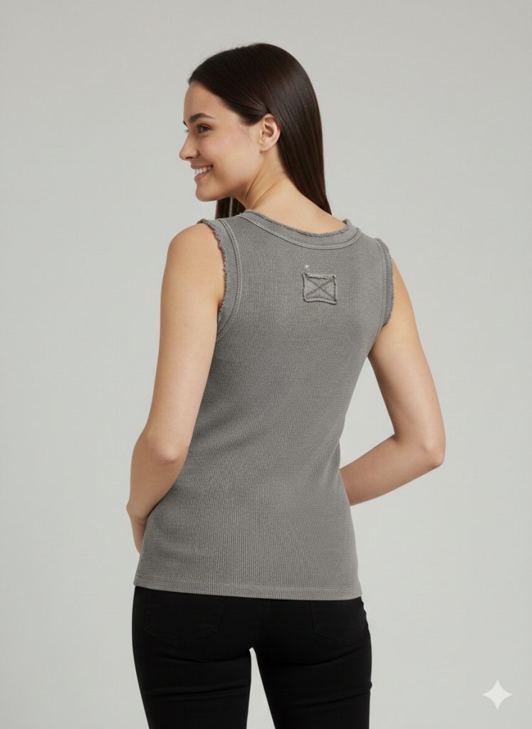 BDK Fitilli Bisiklet Yaka Kolsuz Bluz 3000 - GRİ