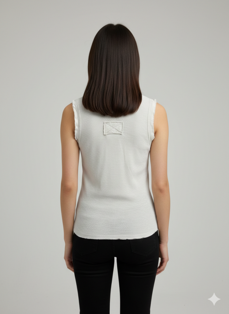 BDK Fitilli Bisiklet Yaka Kolsuz Bluz 3000 - BEJ