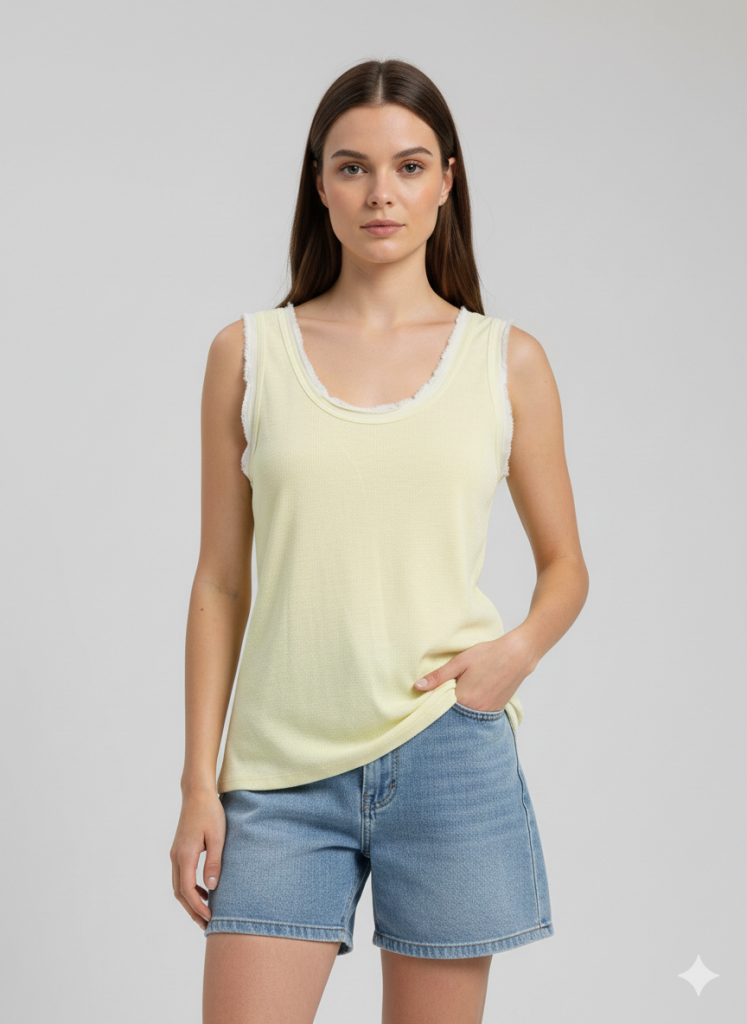 BDK Fitilli Bisiklet Yaka Kolsuz Bluz 3000 - SARI