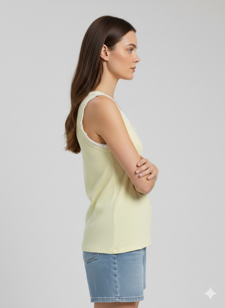 BDK Fitilli Bisiklet Yaka Kolsuz Bluz 3000 - SARI