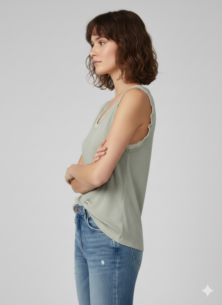 BDK Fitilli Bisiklet Yaka Kolsuz Bluz 3000 - HAKİ