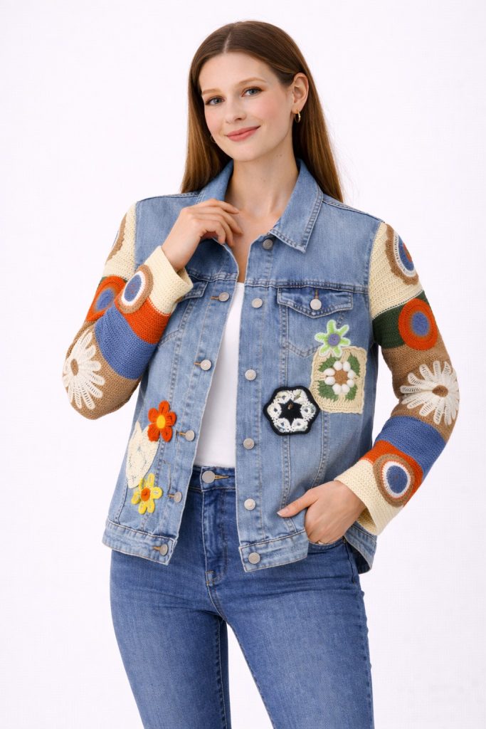 BDK Kol Örgü Detaylı Kot Ceket C425