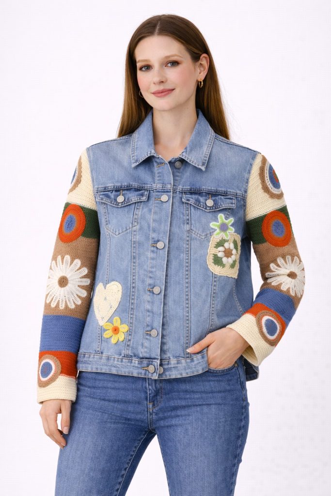 BDK Kol Örgü Detaylı Kot Ceket C425