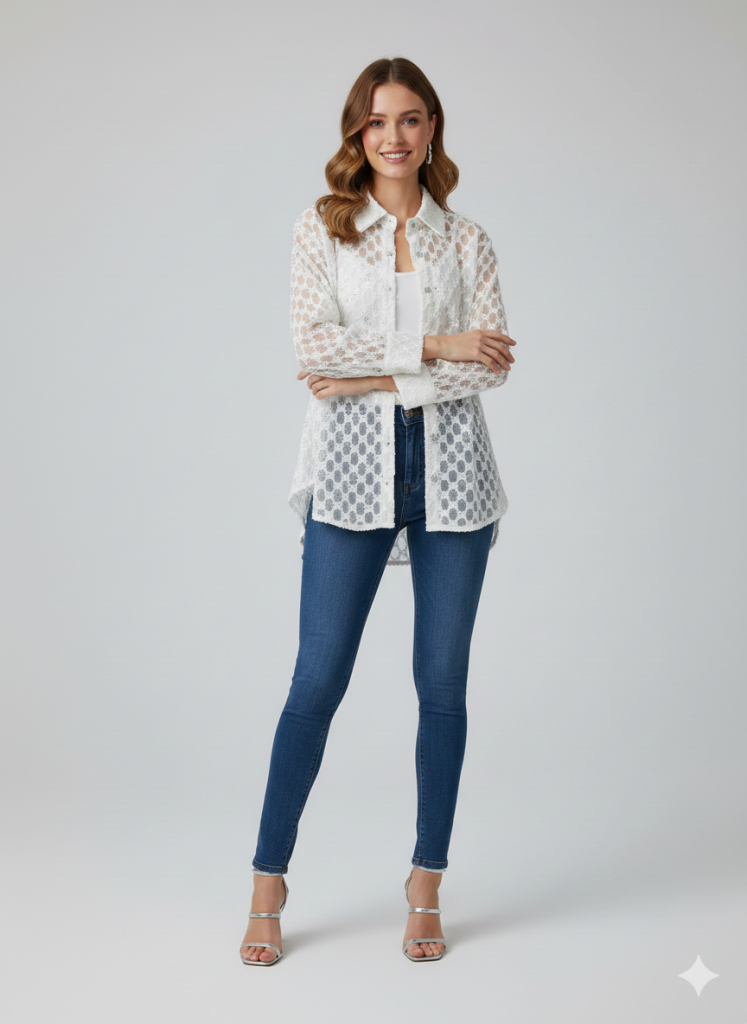 BDK Boncuk İşlemeli Gömlek 0856