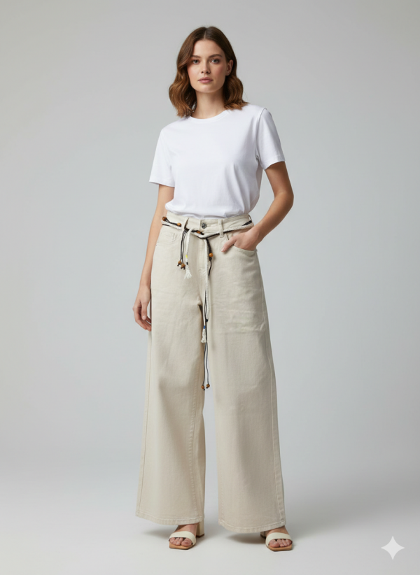 BDK Beli Örgü Kemerli Pantolon 32379