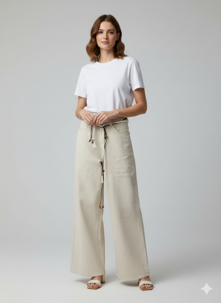 BDK Beli Örgü Kemerli Pantolon 32379