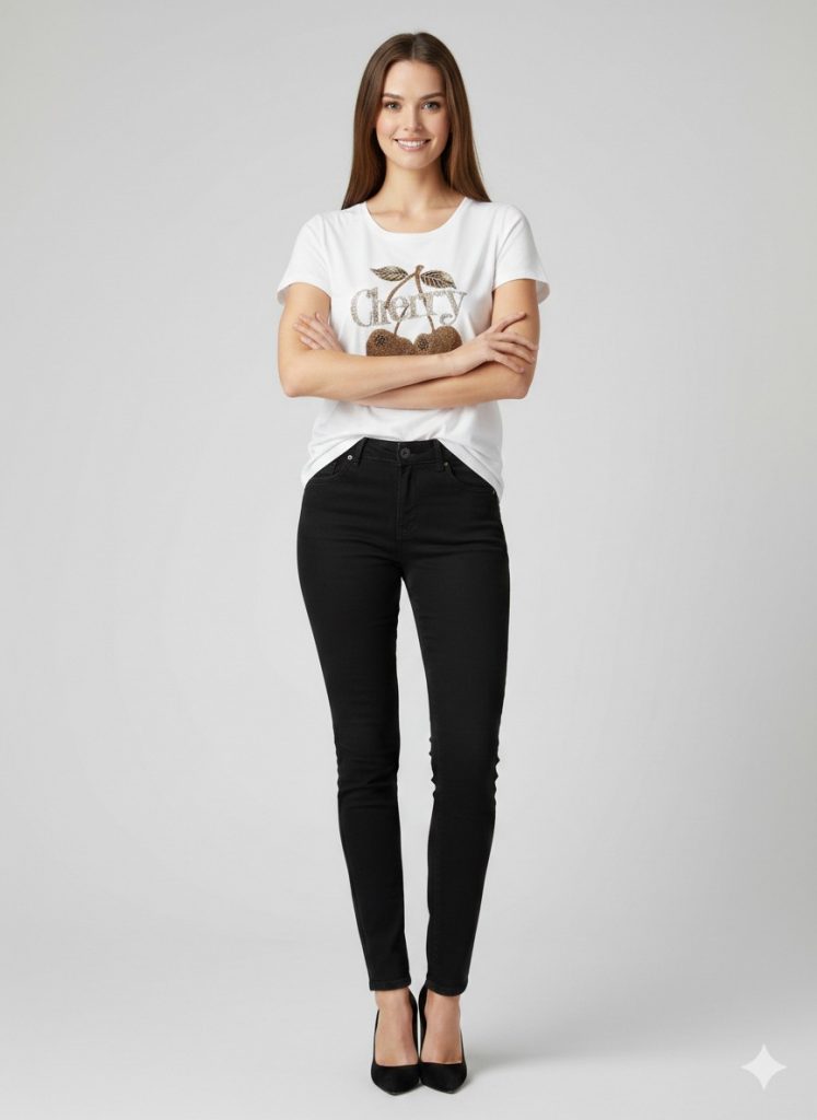 BDK Taş İşlemeli Desenli T-shirt K689