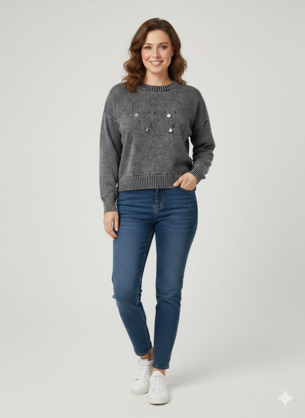 BDK TRİKO Aksesuar İşlemeli Bluz 161-1