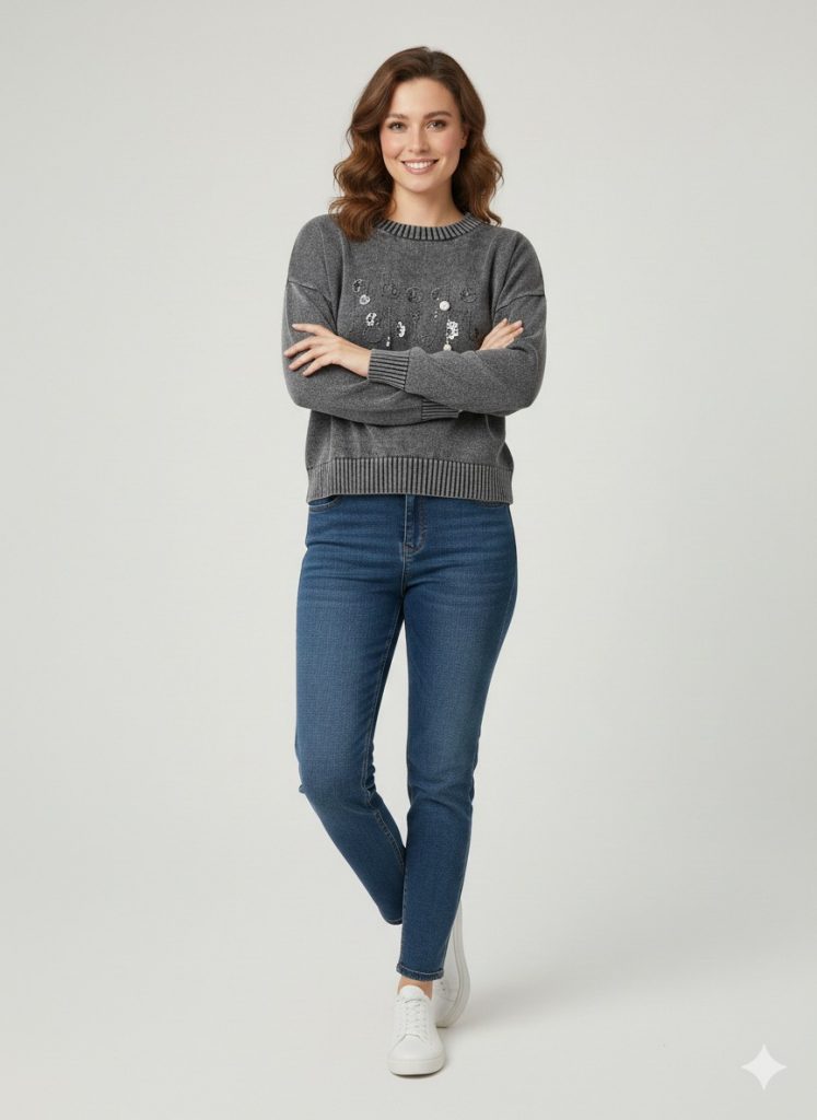 BDK TRİKO Aksesuar İşlemeli Bluz 161-1