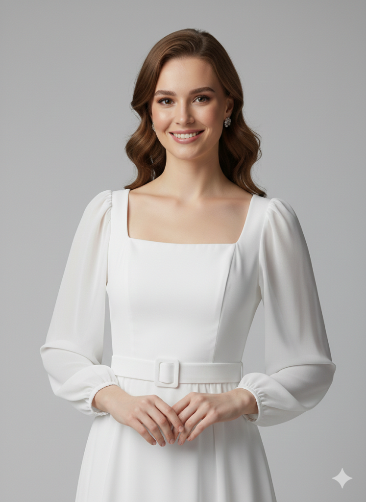 BİEN LİFE Kolları Şifon Beli Kemerli Elbise 2407